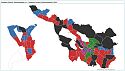 Eine Karte zeigt, welche Partei bei der Bundestagswahl 2025 die meisten Stimmen in den Ortsteilen der Städte Bremen und Bremerhaven erhalten hat. 